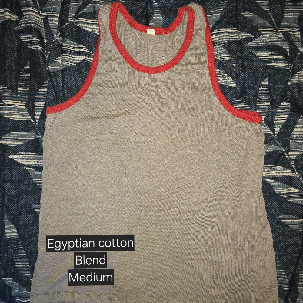 Gray Tank Top with Red Trim